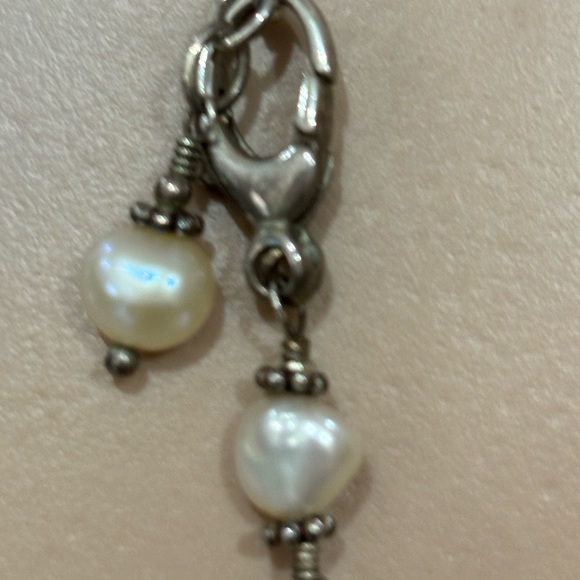 Sterling and pearl long necklace - Picture 5 of 6